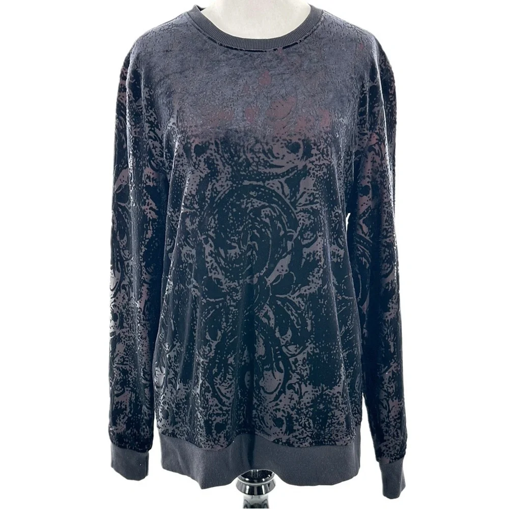 INC international concepts sweater size M black Paisley pullover sweatshirt